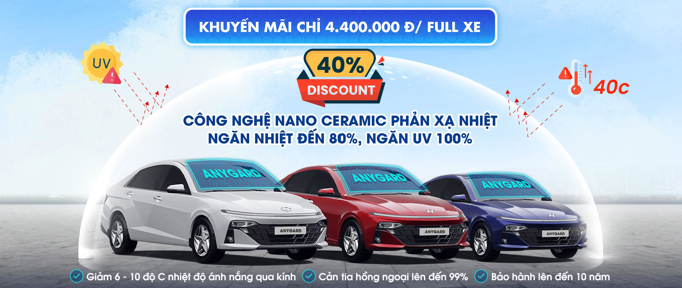 Dán film cách nhiệt Ô tô Khuyến mãi 40%